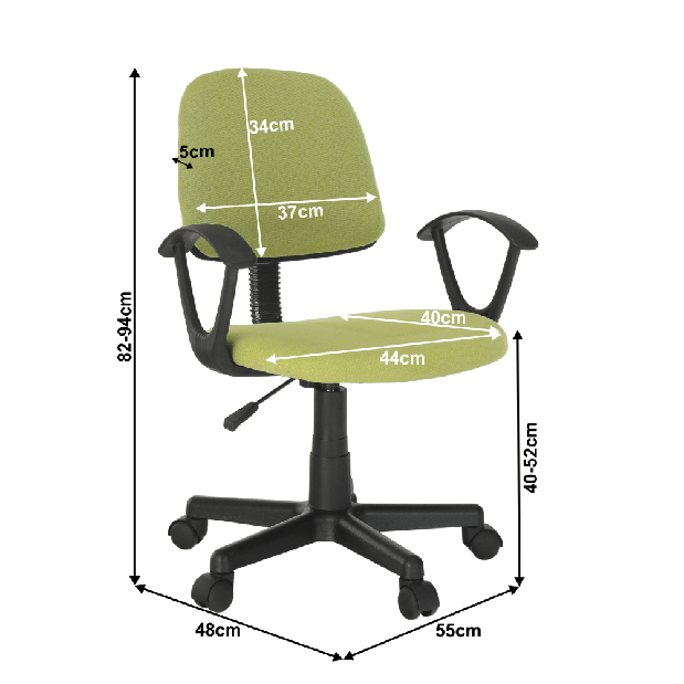 Kancelárska stolička Taos (čierna + zelená)