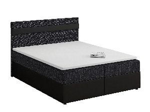 Manželská posteľ Boxspring 180x200 cm Mimosa Comfort melirovaná čierna + čierna) (s roštom a matracom)
