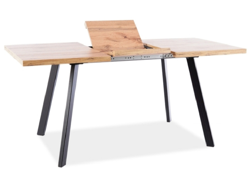 Rozkladací jedálenský stôl 118-160 cm Belva (dub wotan + čierna) (pre 4 až 6 osôb)