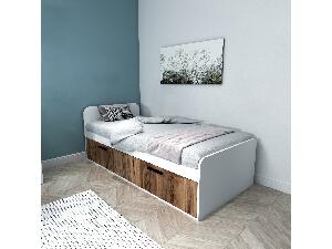 Jednolôžková posteľ 90 cm Levipo 2 (orech svetlý + biela) (s roštom)