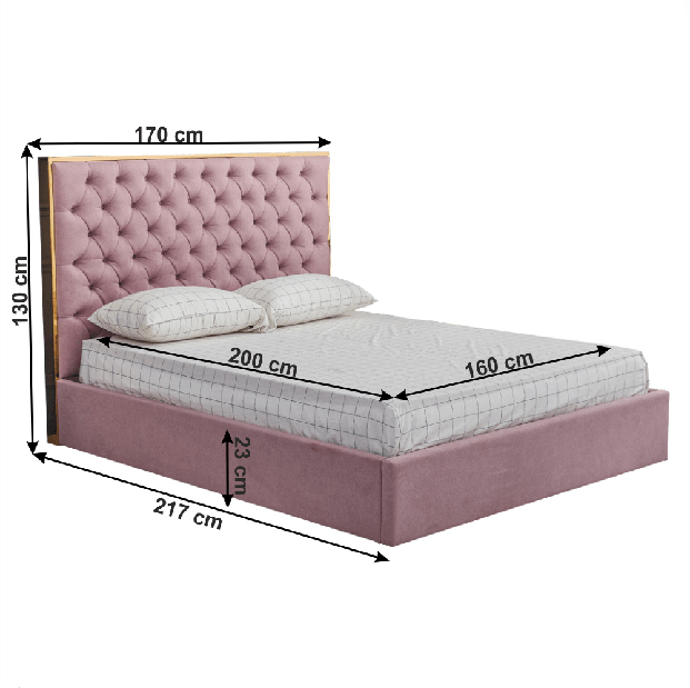 Manželská posteľ 160 cm Nadina (s roštom) (staroružová)