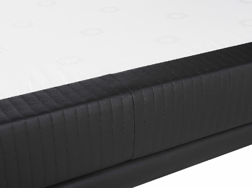Kontinentálna posteľ 160 cm MADOM (syntetická koža) (čierna) (s roštom a matracom)