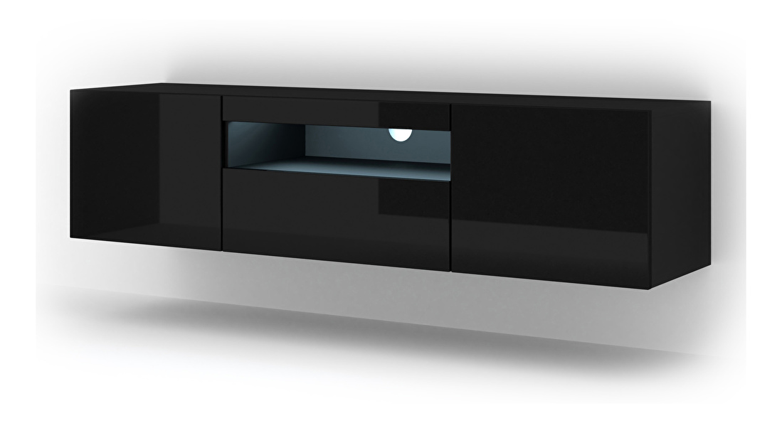 TV stolík/skrinka Aurora (čierny lesk) (LED)