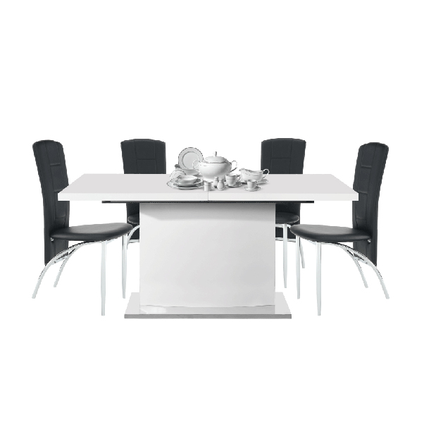 Rozkladací jedálenský stôl Korti (lesk biely) *výpredaj