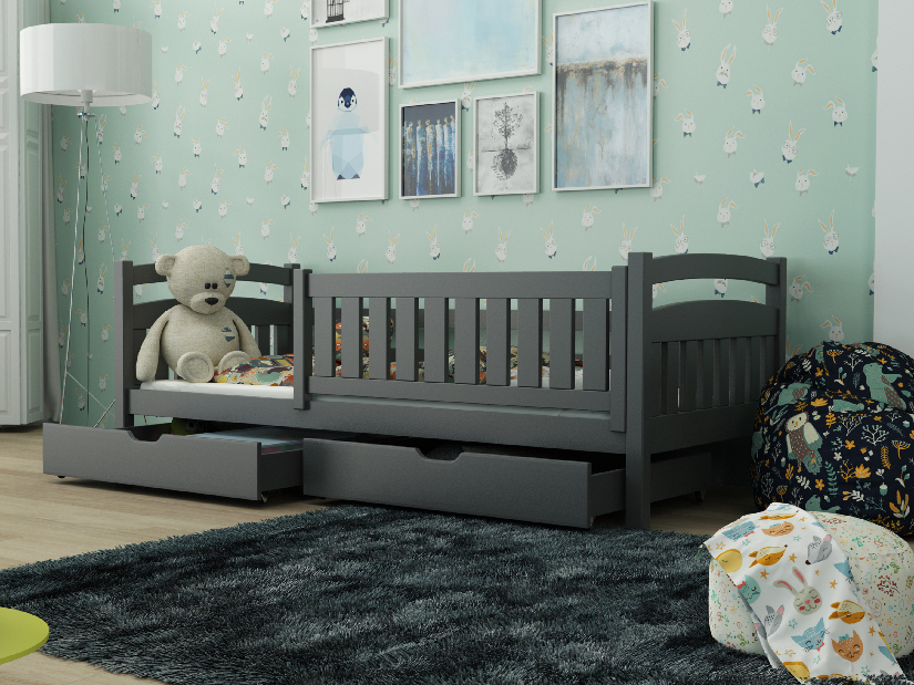 Detská posteľ 90 x 190 cm Tarra (s roštom a úl. priestorom) (grafit) *výpredaj