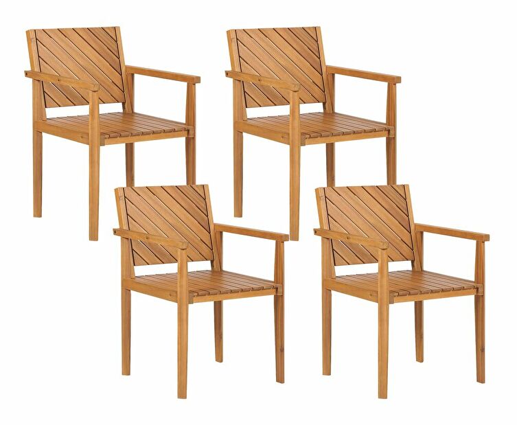 Set 4 ks záhradných stoličiek Blas (svetlé drevo)