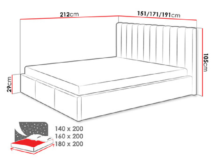 Manželská posteľ 160 cm Norway (sivá) (s roštom a úl. priestorom)