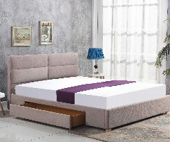 Manželská posteľ 160 cm Capaz (béžová) (s roštom)