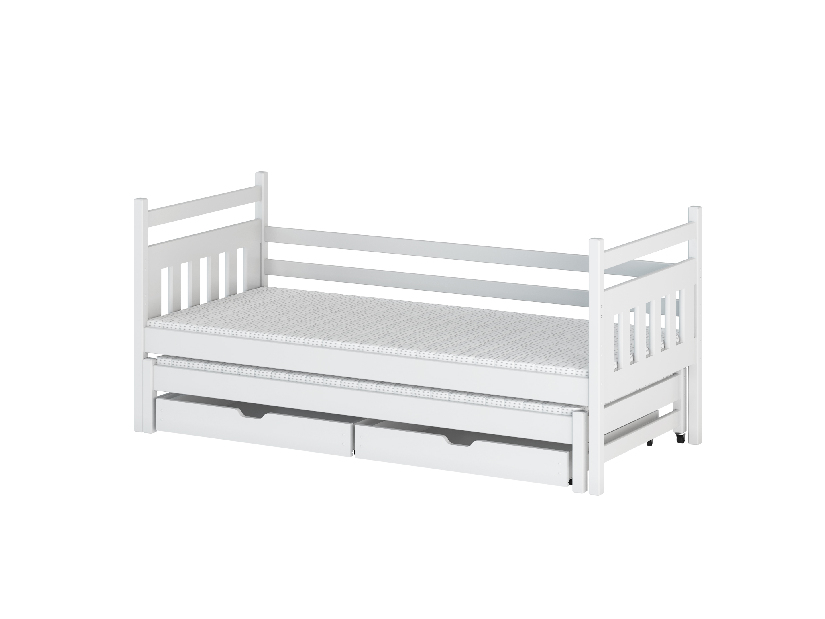 Detská posteľ 90 x 200 cm DANNY (s roštom a úl. priestorom) (biela)