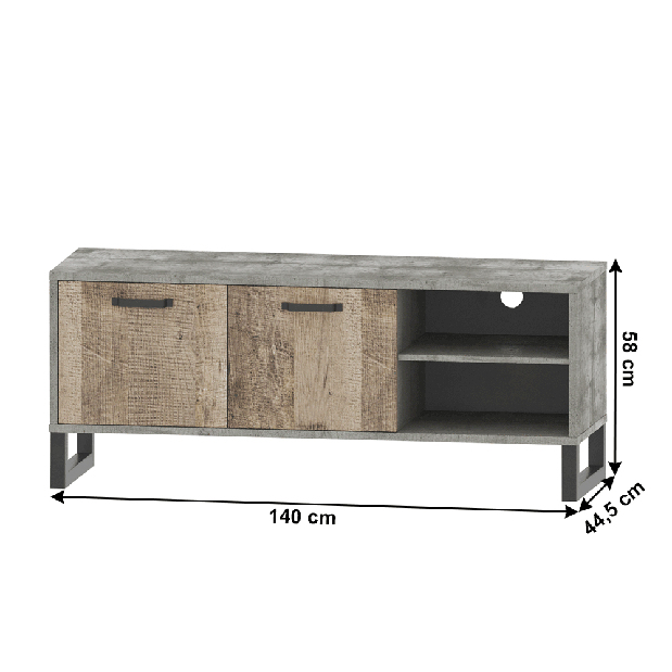 TV stolík Bareni 2D/140 (dub pieskový + sivá)
