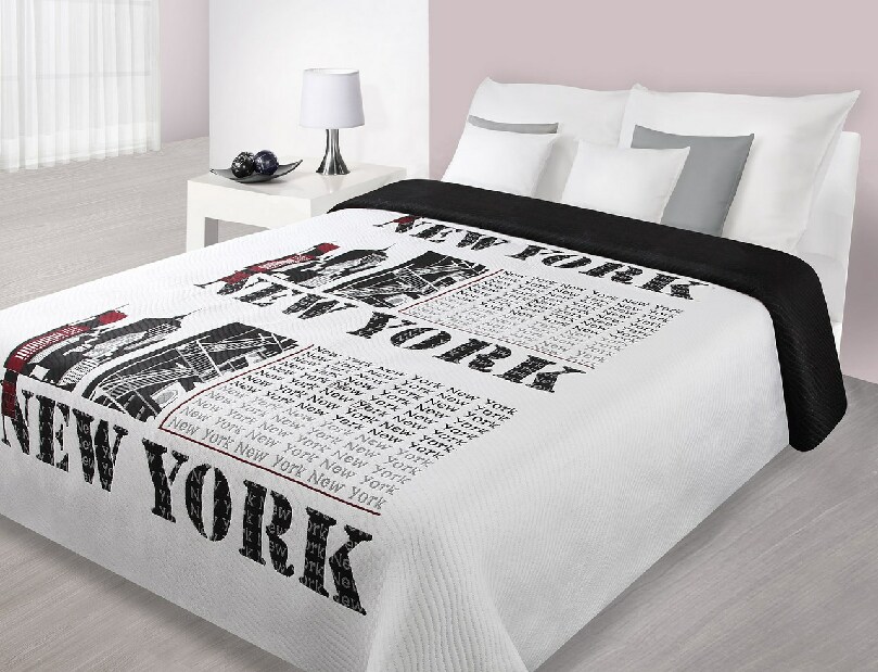 Prehoz na posteľ 240x220cm New york (čierna + biela)