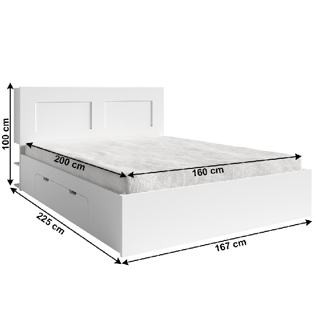 Manželská posteľ 160 cm Raloma (biela) (s úl. priestorom)