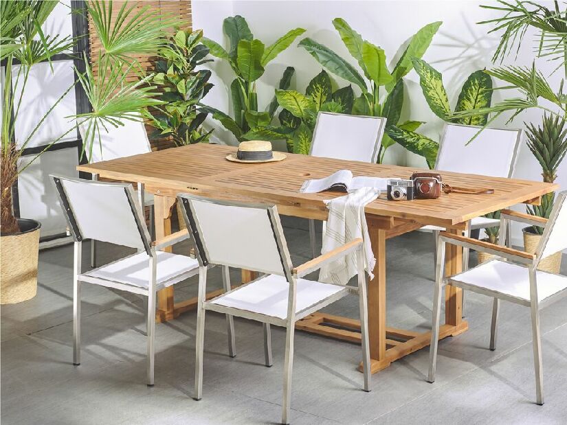 Rozkladací záhradný stôl JAMBA (pre 6 až 8 osôb) (svetlé drevo) *výpredaj