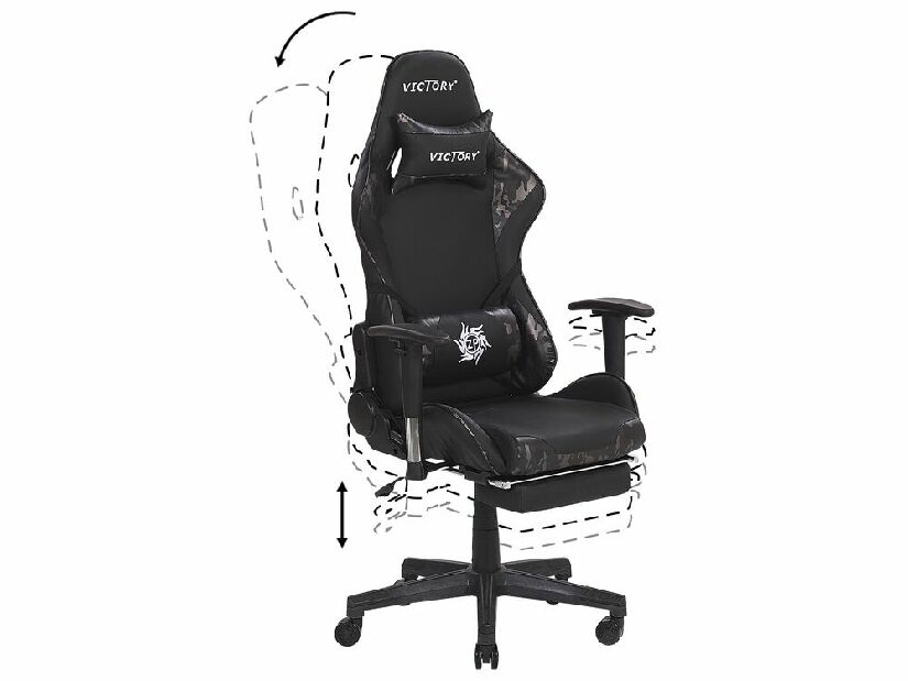 Kancelárska stolička VITTORE (syntetická koža) (čierna + camo)