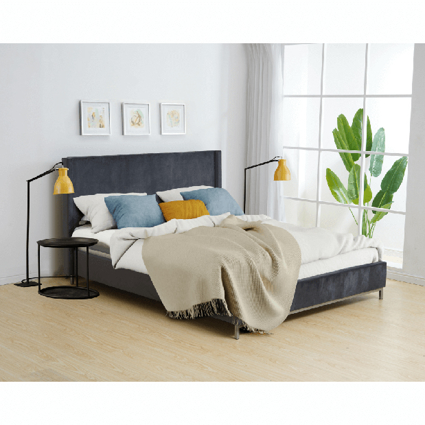 Manželská posteľ 180 cm Tinrum (sivá) (s roštom)