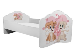 Detská posteľ 140x70 cm Cassi (s roštom a matracom) (pes)