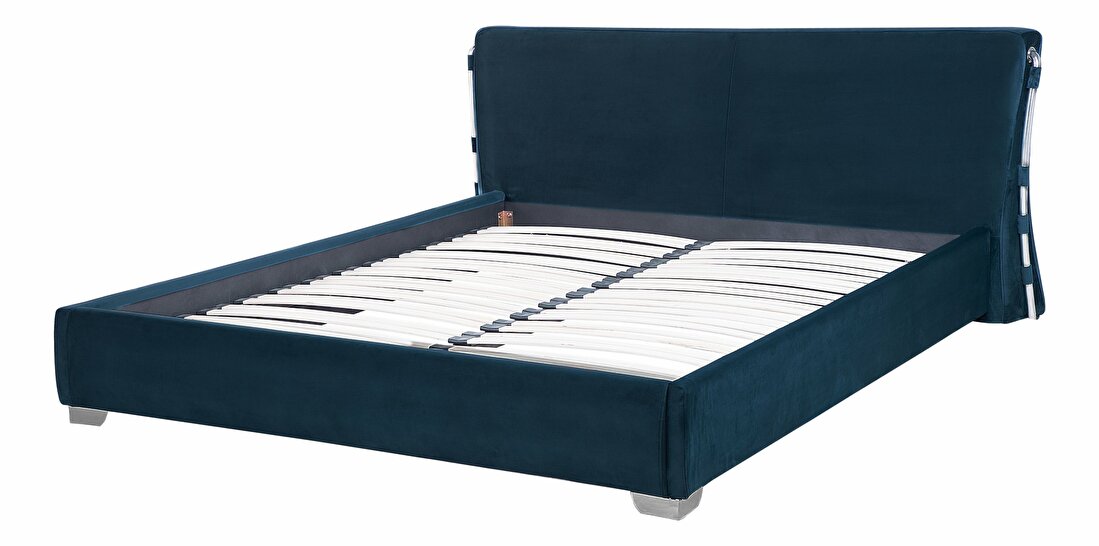 Manželská posteľ 160 cm PARNAS (s roštom) (modrá)