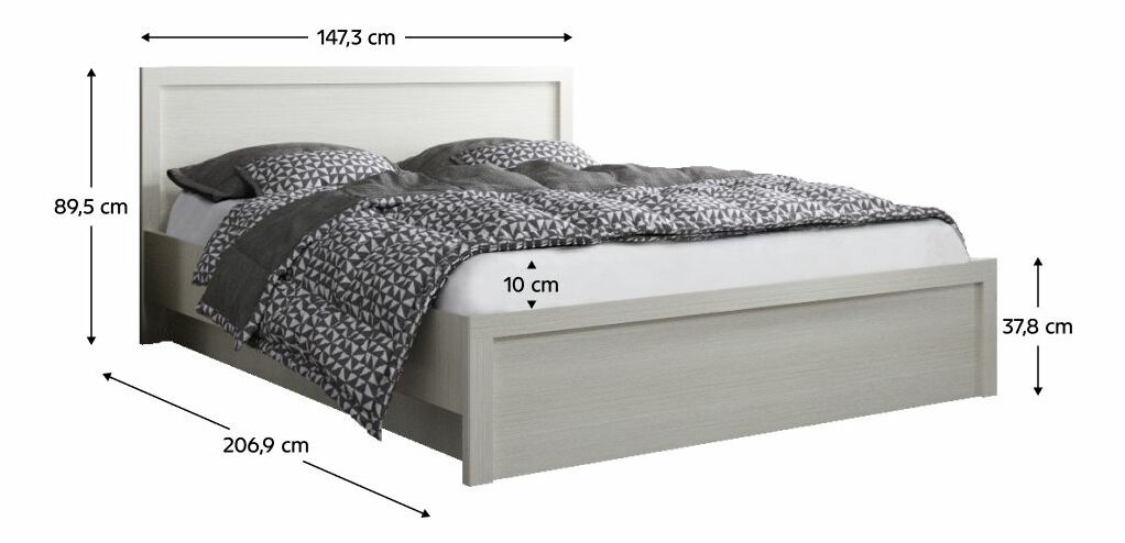 Manželská posteľ 140 JESS (biela) (s roštom a matracom)