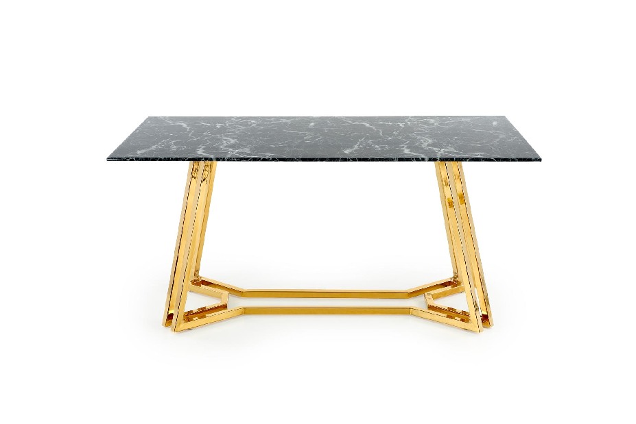 Jedálenský stôl Kamoni (čierny mramor + zlatá) (pre 6 osôb)