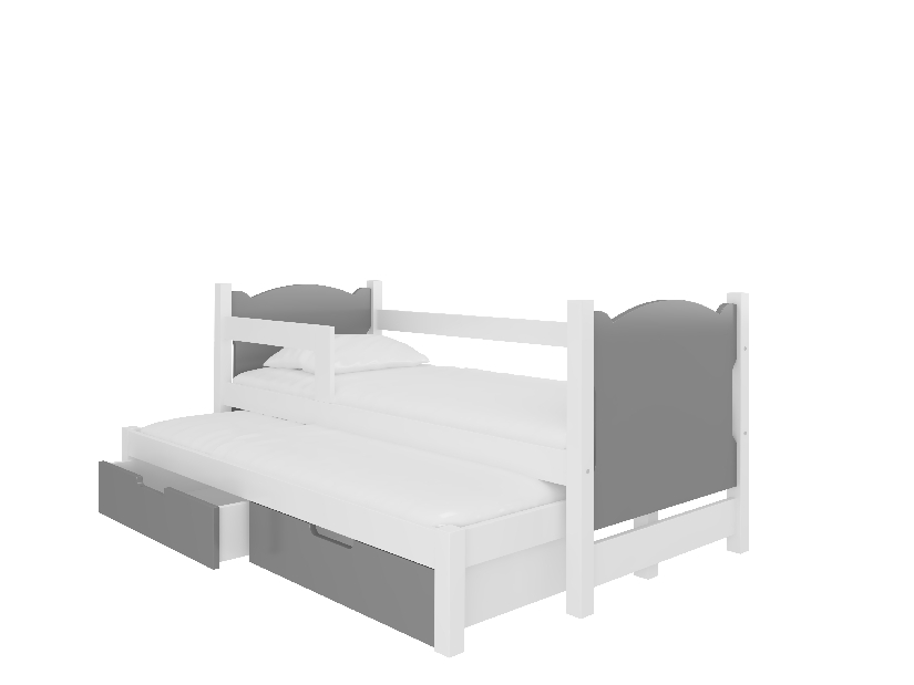 Rozkladacia detská posteľ 180x75 cm Chloe (s roštom a matracom) (biela + sivá)