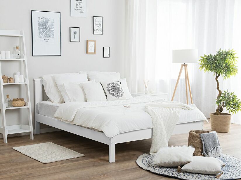 Manželská posteľ 140 cm TANTE (s roštom) (biela)