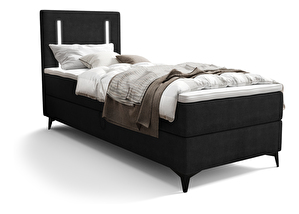 Jednolôžková posteľ 80 cm Ortega Bonell (čierna) (s roštom, bez úl. priestoru) (s LED osvetlením)