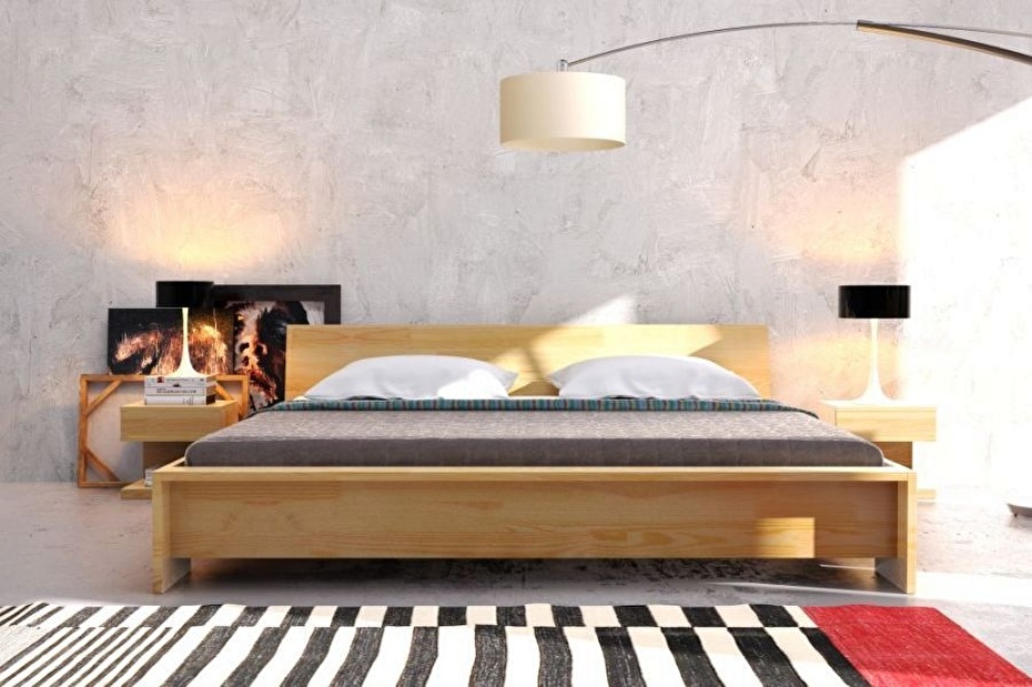 Manželská posteľ 180 cm Naturlig Lekanger High (borovica) (s roštom)