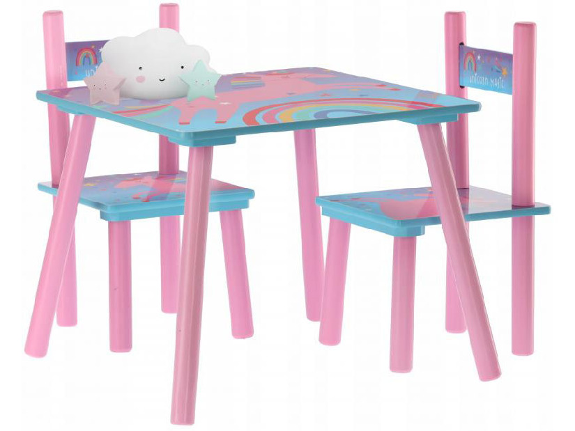 Detský set stolík a stoličky Kiddo (ružová + modrá)
