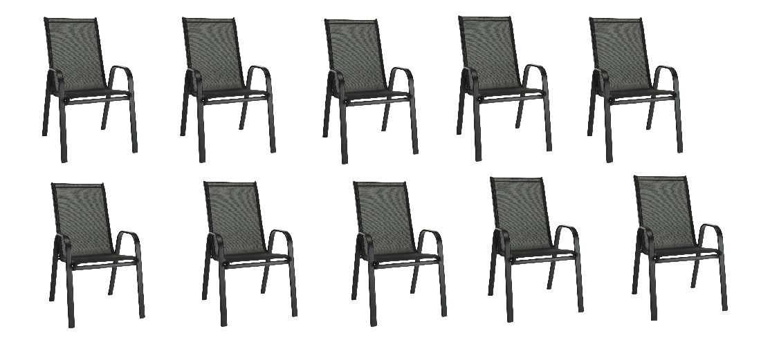 Set 10ks. záhradných stoličiek Morel (tmavosivá + čierna) *výpredaj