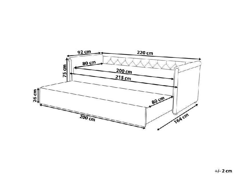 Rozkladacia posteľ 80 cm LISABON (s roštom) (svetlosivá)