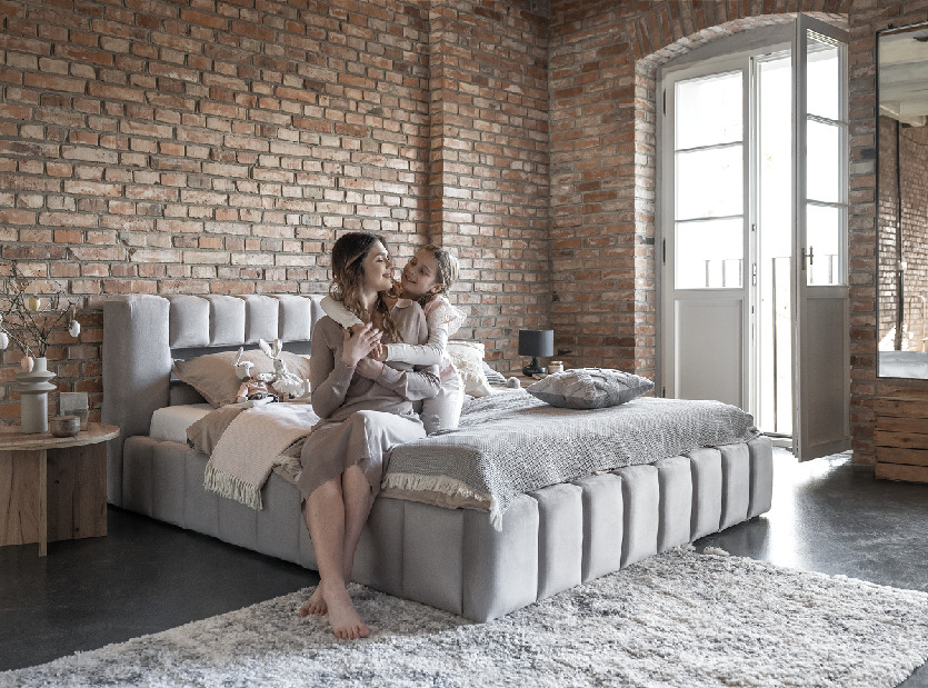 Manželská posteľ 180 cm Luxa (ružová) (s roštom, úl. priestorom a LED)