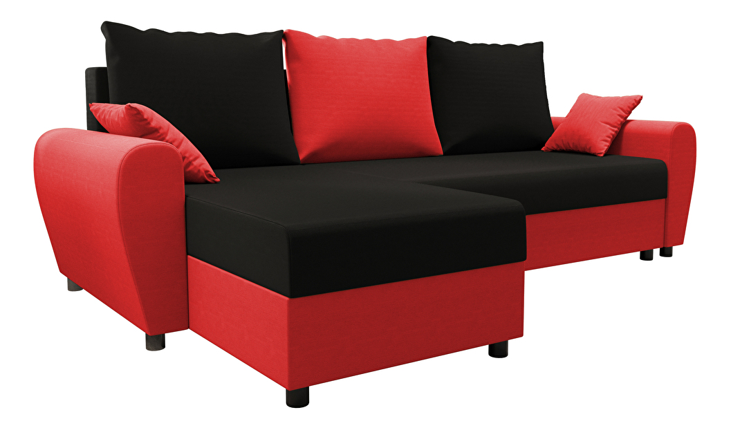 Rohová sedacia súprava Fleur L (červená + čierna) (L)