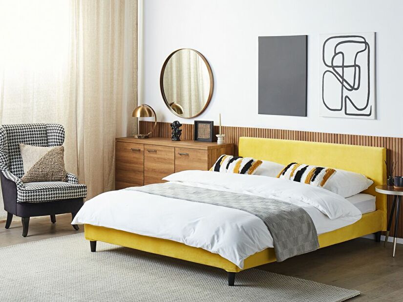 Manželská posteľ 160 cm FUTTI (s roštom) (žltá)