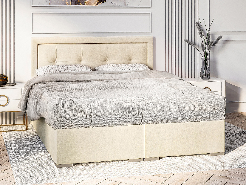 Kontinentálna posteľ 160 cm Veronica (krémová) (s matracom a úl. priestorom)