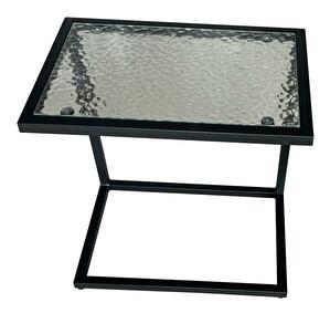 Záhradný stolík SELIK (čierna oceľ + tvrdené sklo)