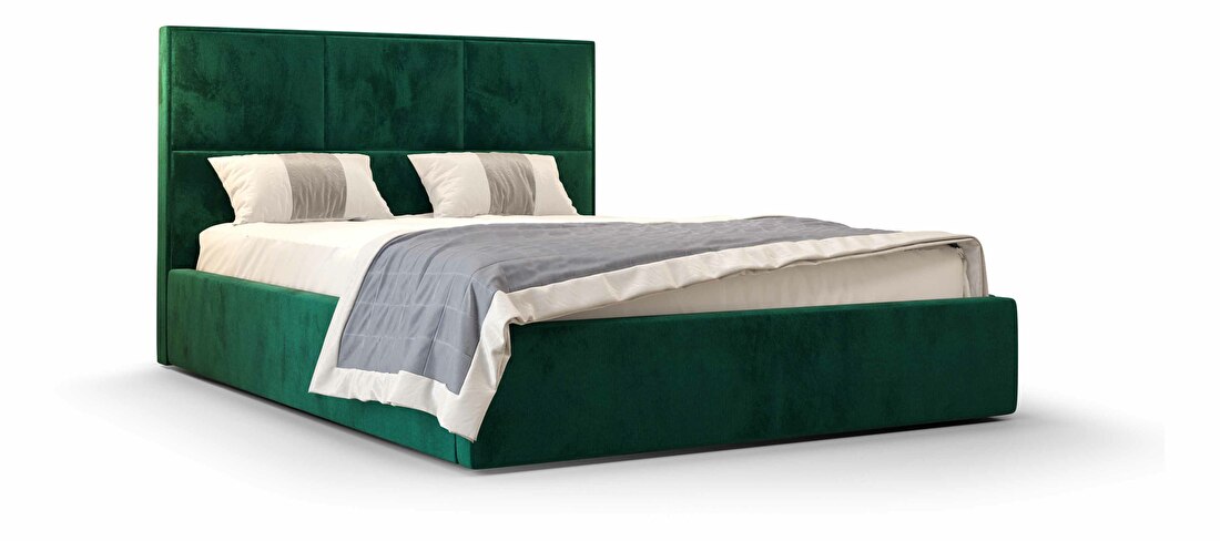 Manželská posteľ 180 cm Elna (tmavozelená) (s roštom a úložným priestorom)