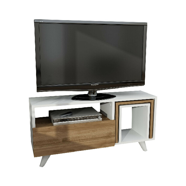 TV stolík/skrinka Noterdame K2 (Biela + Orech)