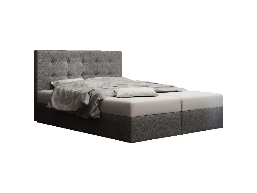 Manželská posteľ Boxspring 160 cm Duel 1 (sivá) (s matracom a úložným priestorom)