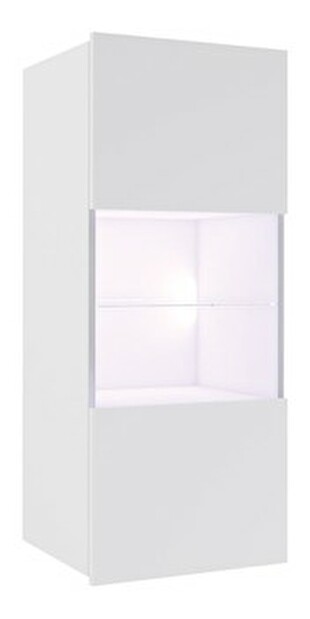 Závesná vitrína Bralani BR05 (s LED osvetlením) (biela + lesk biely) *výpredaj