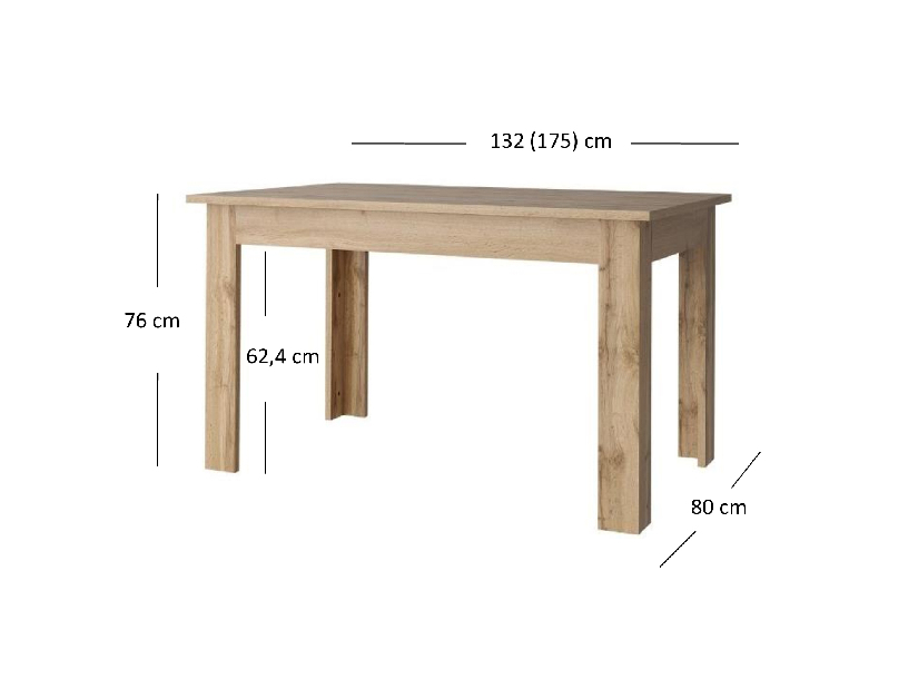 Rozkladací jedálenský stôl Mirella (dub wotan) (pre 4 až 6 osôb)