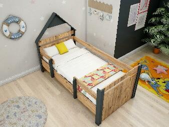 Jednolôžková posteľ 100 cm Nilili 4 (borovica atlantická + antracit) (s roštom)