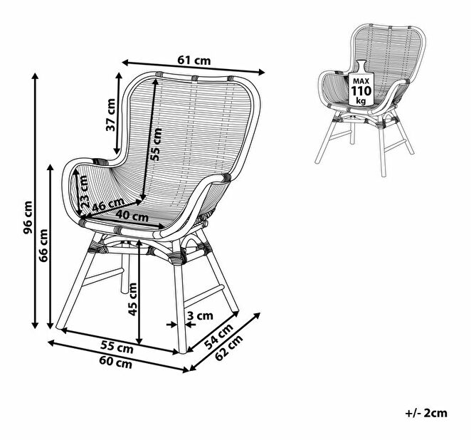 Jedálenská stolička TOGLO (ratan) (svetlohnedá)