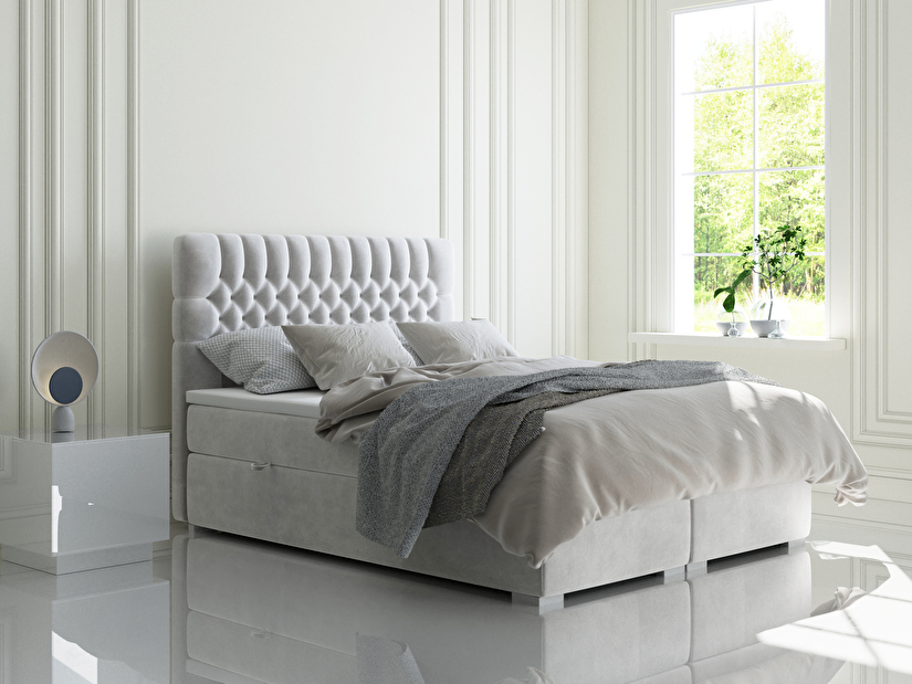 Kontinentálna posteľ 160 cm Daliny (svetlosivá) (s úložným priestorom)