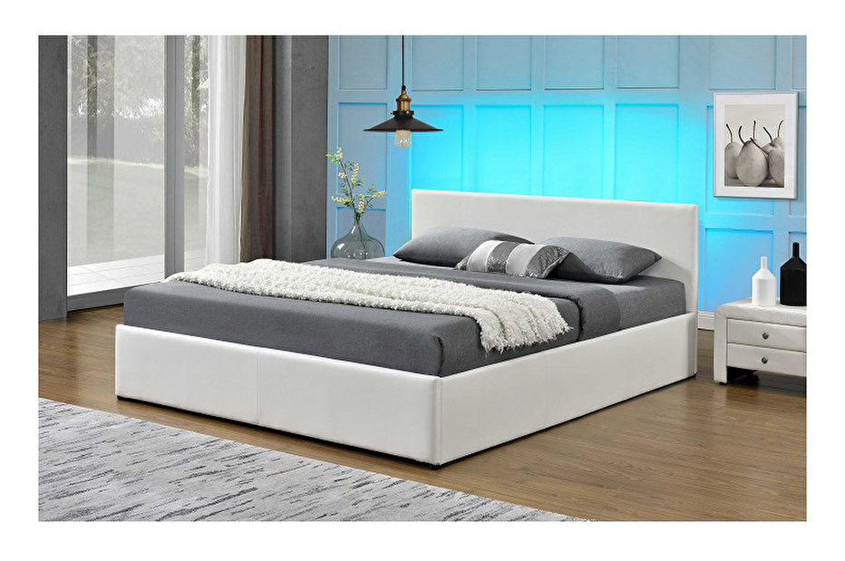 Manželská posteľ 160 cm Jada (s roštom, úl. priestorom a LED) *bazár