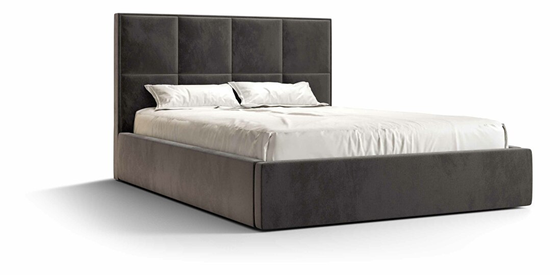 Manželská posteľ 180 cm Gino (tmavosivá) (s roštom a úložným priestorom)