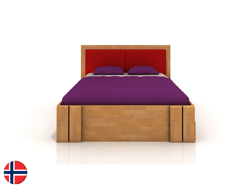 Manželská posteľ 160 cm Naturlig Manglerud High Drawers (buk)