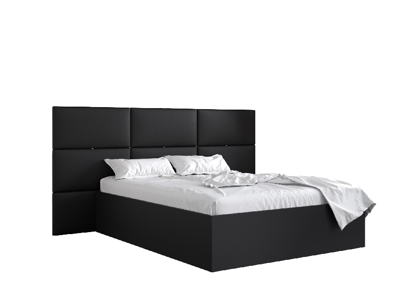 Manželská posteľ s čalúneným čelom 160 cm Brittany 2 (čierna matná + čierna) (s roštom)