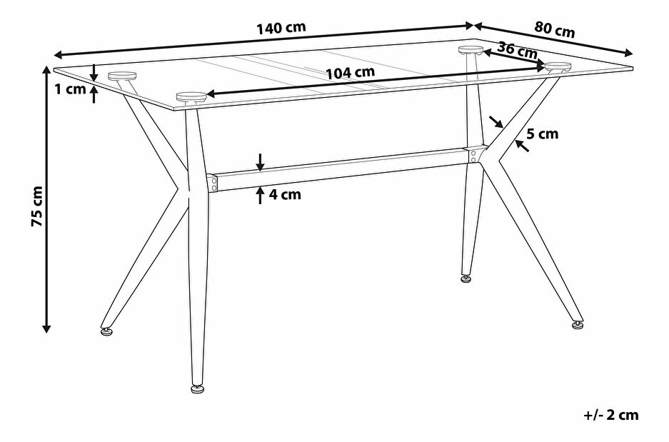 Jedálenský stôl SACORRO (čierna + sklo) (pre 6 osôb)
