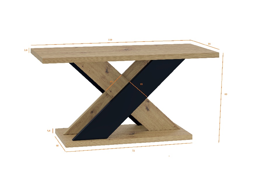 Konferenčný stolík Xalin (lesk čierny + kameň)