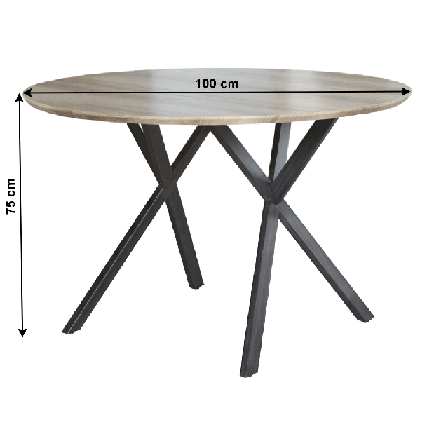 Jedálenský stôl Papago (pre 4-6 osôb) (dub sivý + čierna)